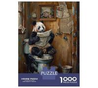 Puzzle Da 1000 Pezzi Per Adulti Panda Reading Newspaper on Toilet Puzzle Giochi Rilassanti Taglio Di Precisione Regali Unici Per Compleanni E Occasioni Speciali 52x38cm/1000pcs