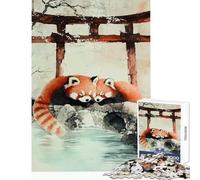 Puzzle da 1000 pezzi per adulti panda rosso che dorme decorazione per la casa giocattoli regalo di compleanno gioco educativo con poster abbinato e foglio di quiz dimensioni 38x52cm