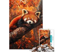 Puzzle da 1000 pezzi per adulti Panda rosso che dorme in autunno Gioco educativo e stimolante per l'analisi e la logica Regalo di compleanno (dimensioni 38x52cm)