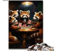 Puzzle da 1000 pezzi per adulti Panda rosso che gioca a poker Puzzle da 1000 pezzi per adulti per divertimento in famiglia Perfetto per le vacanze, serate di gioco interattive (dimensioni 38x26cm)