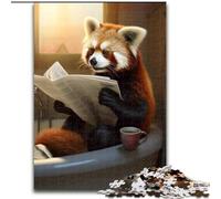Puzzle da 1000 pezzi per adulti, panda rosso che legge il giornale. Puzzle impegnativi per il divertimento in famiglia, perfetti per le vacanze, serate di gioco interattive (dimensioni 26x38cm).