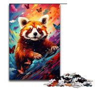 Puzzle da 1000 pezzi per adulti Panda rosso e farfalla di Splatters Un sacco di puzzle colorati per il divertimento della famiglia con poster abbinato e foglio di quiz 75x50 cm