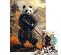 Puzzle da 1000 pezzi per adulti Panda Samurai e Guerriero Sfida educativa opera d'arte e giocattolo antistress per ragazzi dai 14 anni in su (50x75cm)