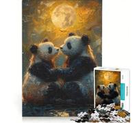Puzzle da 1000 pezzi per adulti Panda sotto la luna Vincent Van Gogh gioco impossibile analisi e logica per rafforzare l'amore tra le coppie 50x75cm