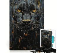 Puzzle da 1000 pezzi per adulti,Pantera Nera,colore beige,da appendere al muro,gioco di logica, rilassarsi,perfetto per feste di compleanno 38x52cm
