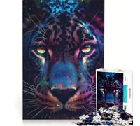 Puzzle da 1000 pezzi per adulti, Pantera Nera fluorescente, gioco pratico, antistress, ideale come regalo per tutta la famiglia 38x52cm