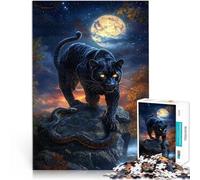 Puzzle da 1000 pezzi per adulti Pantera Nera sotto la Luna Allena il tuo cervello e le tue mani offerte come regali per tutta la famiglia 38x26cm