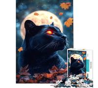 Puzzle da 1000 pezzi per adulti Pantera Nera sotto la luna piena gioco educativo gioco intellettuale regalo di compleanno sfida impegnativa (dimensioni 38x52cm)