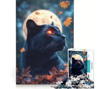 Puzzle da 1000 pezzi per adulti: Pantera Nera sotto la luna piena, gioco rompicapo, difficile, per rafforzare l'amore tra le coppie 38x52cm