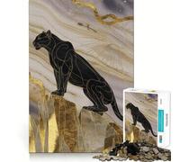 Puzzle da 1000 pezzi per adulti,Pantera Nera sulla cima di una montagna dorata Gioco di abilità,attività che stimola la risoluzione di problemi,divertimento rilassante,decorazione natalizia 38x26cm
