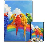 Puzzle da 1000 pezzi per adulti, Pappagallo sull'arcobaleno, puzzle in legno dal design intricato per adolescenti, decorazioni fai da te e divertimento che stimola il cervello, 50x75cm