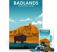 Puzzle da 1000 pezzi per adulti,Parco Nazionale delle Badlands,con bordi netti,gioco cognitivo divertente,gioco lento,regalo festivo per il tempo libero (38x52cm)