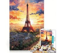 Puzzle da 1000 pezzi per adulti Parigi Torre Eiffel al tramonto gioco impossibile analisi e logica rafforza l'amore tra le coppie 50x75cm