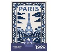 Puzzle Da 1000 Pezzi Per Adulti Paris Eiffel Tower Blue Illustration Puzzle Gioco Rompicapo Decorazione Da Parete Regali Unici Per Compleanno E Natale 70x50cm/1000pcs