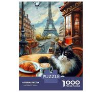 Puzzle Da 1000 Pezzi Per Adulti Parisian Cat Cafe Puzzle Gioco Rompicapo Decorazione Da Parete Regali Unici Per Compleanno E Natale 70x50cm/1000pcs