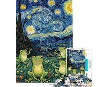 Puzzle da 1000 pezzi per adulti parodia di rane nella notte stellata gioco pratico per passare il tempo durante le vacanze compleanno e Natale (dimensioni 38x52cm)