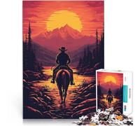 Puzzle da 1000 pezzi per adulti Passeggiata al tramonto in stile cowboy Taglio di precisione è ideale come regalo per tutta la famiglia 75x50cm
