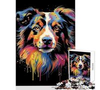 Puzzle da 1000 pezzi per adulti pastore australiano decorazione per la casa giocattoli regalo di compleanno gioco pratico attività divertenti a casa dimensioni 50x75cm