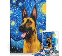 Puzzle da 1000 pezzi per adulti, Pastore Belga Malinois di notte, gioco rompicapo, difficile, per rafforzare l'amore tra le coppie 38x52cm