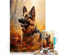 Puzzle da 1000 pezzi per adulti Pastore tedesco in autunno Difficile da completare ma divertente e umoristico Adatto alle coppie 50x70cm