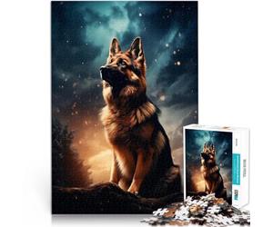 Puzzle da 1000 pezzi per adulti Pastore tedesco sotto il cielo tempestoso Antistress Sfida difficile è ideale come regalo per tutta la famiglia 75x50cm