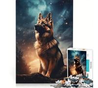 Puzzle da 1000 pezzi per adulti, Pastore tedesco sotto un cielo tempestoso, Gioco rilassante, Divertimento in famiglia, Collezione d'artista, Belle Arti 50x75cm
