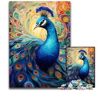 Puzzle da 1000 pezzi per adulti, pavone colorato, gioco rompicapo in legno, gioco interattivo per famiglie, adatto dai 14 anni in su, 50x75CM/19,68x29,52 pollici