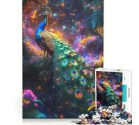 Puzzle da 1000 pezzi per adulti Pavone in una foresta da sogno gioco fai-da-te migliora la memoria compleanno e Natale 38x26cm