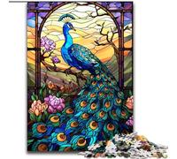Puzzle da 1000 pezzi per adulti, Pavone in vetro colorato, Puzzle da 1000 pezzi per adulti, Gioco interattivo per famiglie, Adatto dai 14 anni in su (Dimensioni 26x38cm)