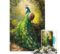 Puzzle da 1000 pezzi per adulti Pavone nella foresta gioco intellettuale pratico da assemblare regalo di compleanno (dimensioni 38x52cm)