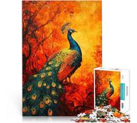 Puzzle da 1000 pezzi per adulti Pavone nella foresta infuocata Allena il tuo cervello e le tue mani perché è ideale come regalo per tutta la famiglia 52x38cm