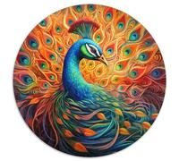 Puzzle da 1000 pezzi per adulti, pavone psichedelico, puzzle rotondo fai da te, rompicapo stimolante, gioco perfetto per famiglie o regalo decorativo (67,5x67,5 cm)