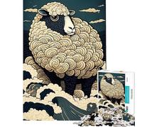 Puzzle da 1000 pezzi per adulti pecora stile Ukiyo-e Giappone Cina puzzle per adolescenti gioco per famiglie decorazione per la casa difficile e stimolante (dimensioni 38x26cm)