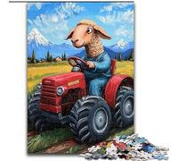 Puzzle da 1000 pezzi per adulti "Pecore che guidano un trattore" Puzzle per adulti 26X38CM Regalo perfetto per l'arredamento della casa e il divertimento delle feste