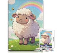 Puzzle da 1000 pezzi per adulti, pecorelle carine, arcobaleno, da giocare durante il tempo libero, taglio netto, senza cuciture, dimensioni del giocattolo: 38x52cm