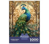 Puzzle Da 1000 Pezzi Per Adulti Peecock Stained Glass Puzzle Per Adulti Gioco Per Famiglie Corsa Di Velocità Manuale Sfida Da Completare 70x50cm/1000pcs