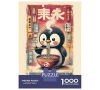 Puzzle Da 1000 Pezzi Per Adulti Penguin Eating Ramen in Japanese Setting Puzzle Per Adulti Giocattoli Antistress Regali Per Donne È Ideale Come Regalo 38x26cm/1000pcs