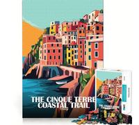 Puzzle da 1000 pezzi per adulti,percorso costiero delle Cinque Terre,Italia,poster,taglio premium,gioco stimolante per la mente,divertimento ozioso,decorazione natalizia (50x75cm)