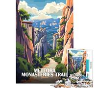Puzzle da 1000 pezzi per adulti percorso dei monasteri di Meteora Grecia arte gioco educativo sfida giocattolo gioco per famiglie sfida difficile idee regalo (dimensioni 50x75cm)