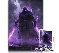 Puzzle da 1000 pezzi per adulti, personaggio incappucciato scuro con spade luminose, meraviglioso per le giornate di svago pigro, giocattolo affidabile dal taglio aderente, dimensioni 38x26cm