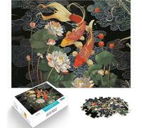 Puzzle da 1000 pezzi per adulti Pesci Koi e fiori di loto Fatto di cartone Adatto a partire dai 14 anni Giocattoli antistress regalo di compleanno misurare:38x52cm
