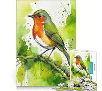 Puzzle da 1000 pezzi per adulti pettirosso ad acquerello su un ramo gioco impossibile attività divertenti da fare a casa regali di Natale e compleanno 38x26cm