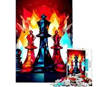 Puzzle da 1000 pezzi per adulti pezzi degli scacchi in un'opera d'arte astratta dai colori vivaci giocattolo educativo analisi pratica del gioco e logica regalo divertente (dimensioni 38x26cm)