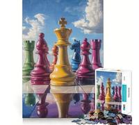 Puzzle da 1000 pezzi per adulti,pezzi degli scacchi sotto il cielo,taglio preciso,gioco di logica cognitiva,gioco rilassante,regalo di Natale (38x26cm)