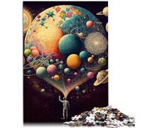 Puzzle da 1000 pezzi per adulti, pianeta colorato, giocattolo educativo intellettuale, 26 x 38 cm, con poster e quiz abbinati