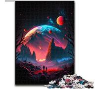 Puzzle da 1000 pezzi per adulti, pianeta colorato, in legno, idea regalo per le feste, opera d'arte umoristica, opera d'arte dettagliata 50x75cm per compleanno, festa, Natale, Halloween