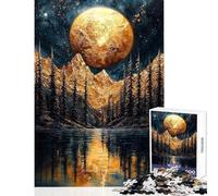 Puzzle da 1000 pezzi per adulti Pianeta d'oro sopra un lago gioco educativo per tutta la famiglia giocattolo decorativo da parete per rafforzare l'amore tra le coppie (50x75cm)
