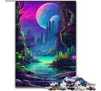 Puzzle da 1000 pezzi per adulti, pianeta neon colorato, in legno, regalo perfetto per genitori, amanti e amici - età 14+, 50x75cm, gioco interattivo per famiglie