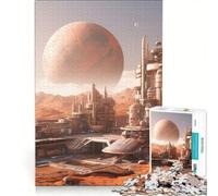 Puzzle da 1000 pezzi per adulti Pianeta Rosso Paesaggio urbano di Marte Gioco rilassante Assemblaggio di figure Lista dei desideri con Babbo Natale 50x75cm