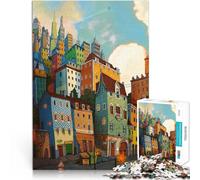 Puzzle da 1000 pezzi per adulti piccola città Difficile da completare ma divertente e umoristico Adatto per la decorazione del desktop 75x50cm